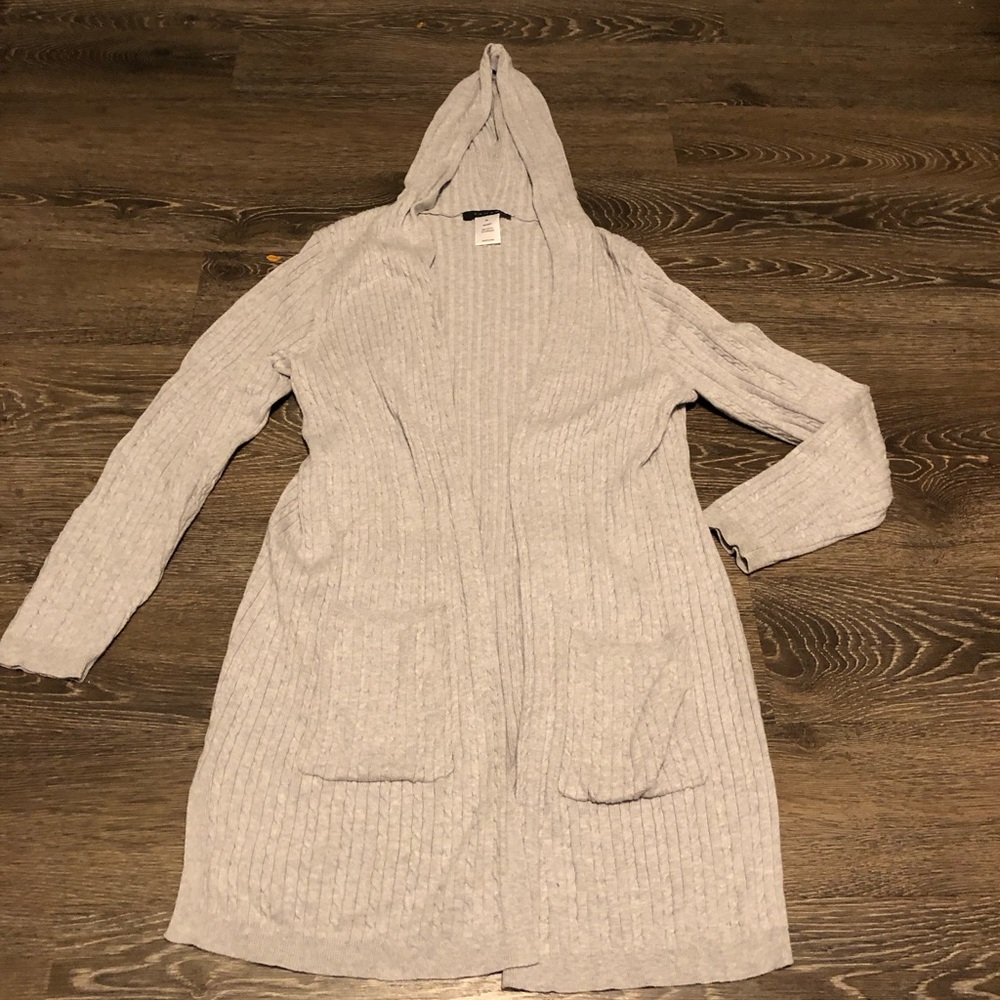 Tahari gray cotton and cashmere ribbed sweater